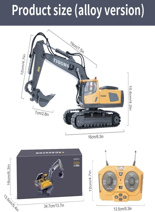 Junona RC Excavator 11 Channel RC Excavator Alloy Engineering Truck Vehicle Bulldozer Model Toy, Metal Shovel,1/20 Scale Remote Control Construction Vehicles 2.4Ghz boy Toy Gift for Kids and Adults - Image 5